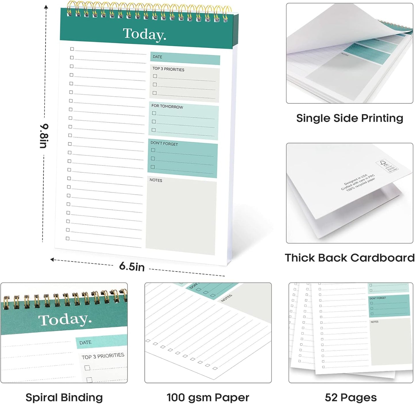 To-Do List Pad - 52-Sheet Undated Daily Planner for Tasks & Goals (Greenery Sway)