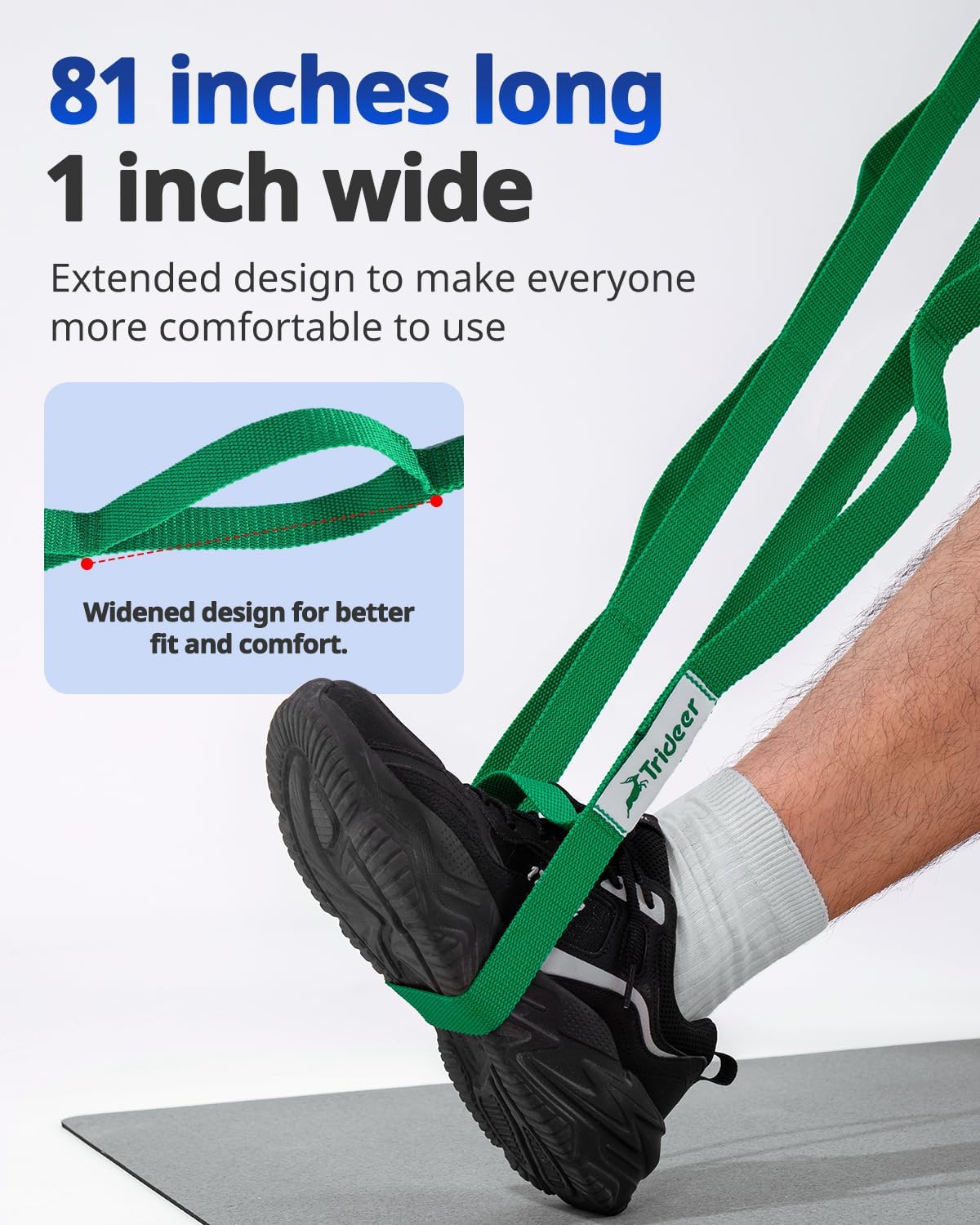 Yoga Stretching Strap – 10-Loop Non-Elastic Strap for Pilates, Physical Therapy & Exercise