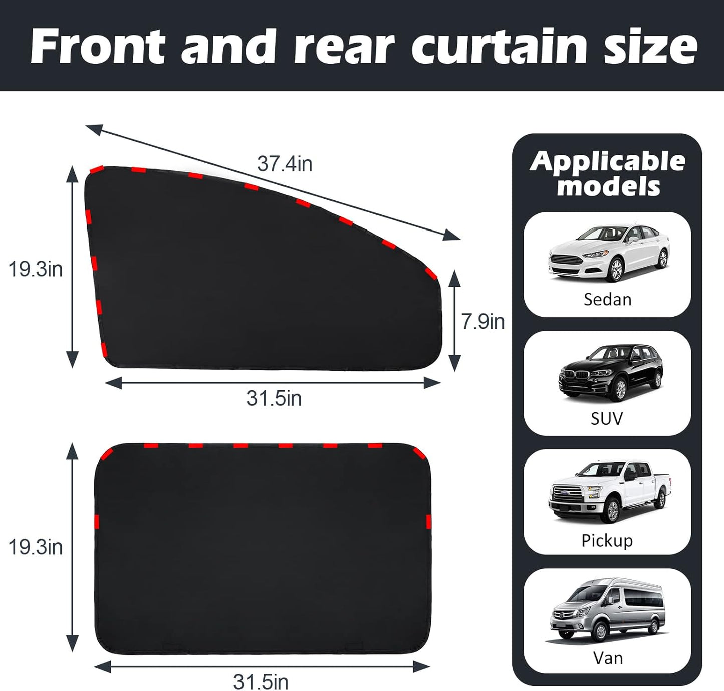 Car Window Shades 4-Pack – 100% Light Block Privacy Curtains for Baby, Sleeping, Camping, Nursing