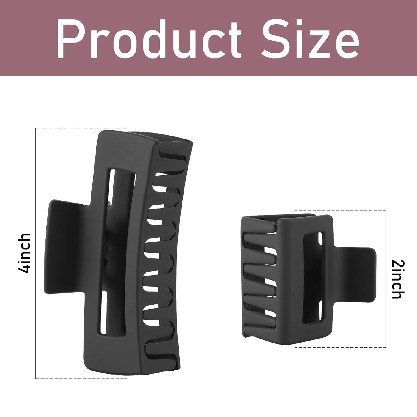 12-Piece Rectangle Hair Clips – 6 Large 4-Inch Clips for Thick Hair & 6 Small 2-Inch Clips for Thin Hair (Neutral)