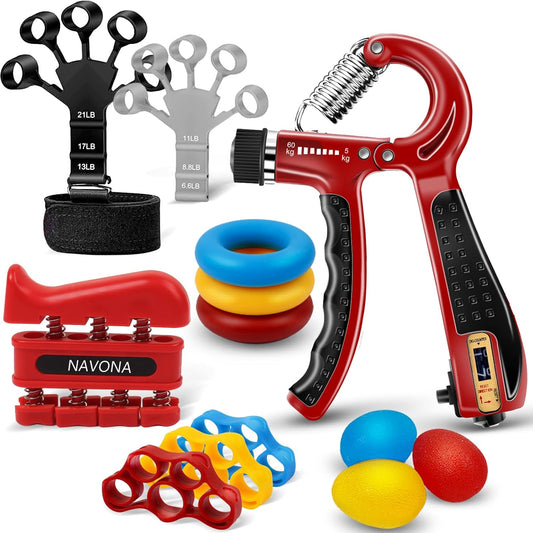 13 PCS Grip Strength Trainer Kit - Hand, Forearm & Finger Exerciser for Muscle Building & Recovery