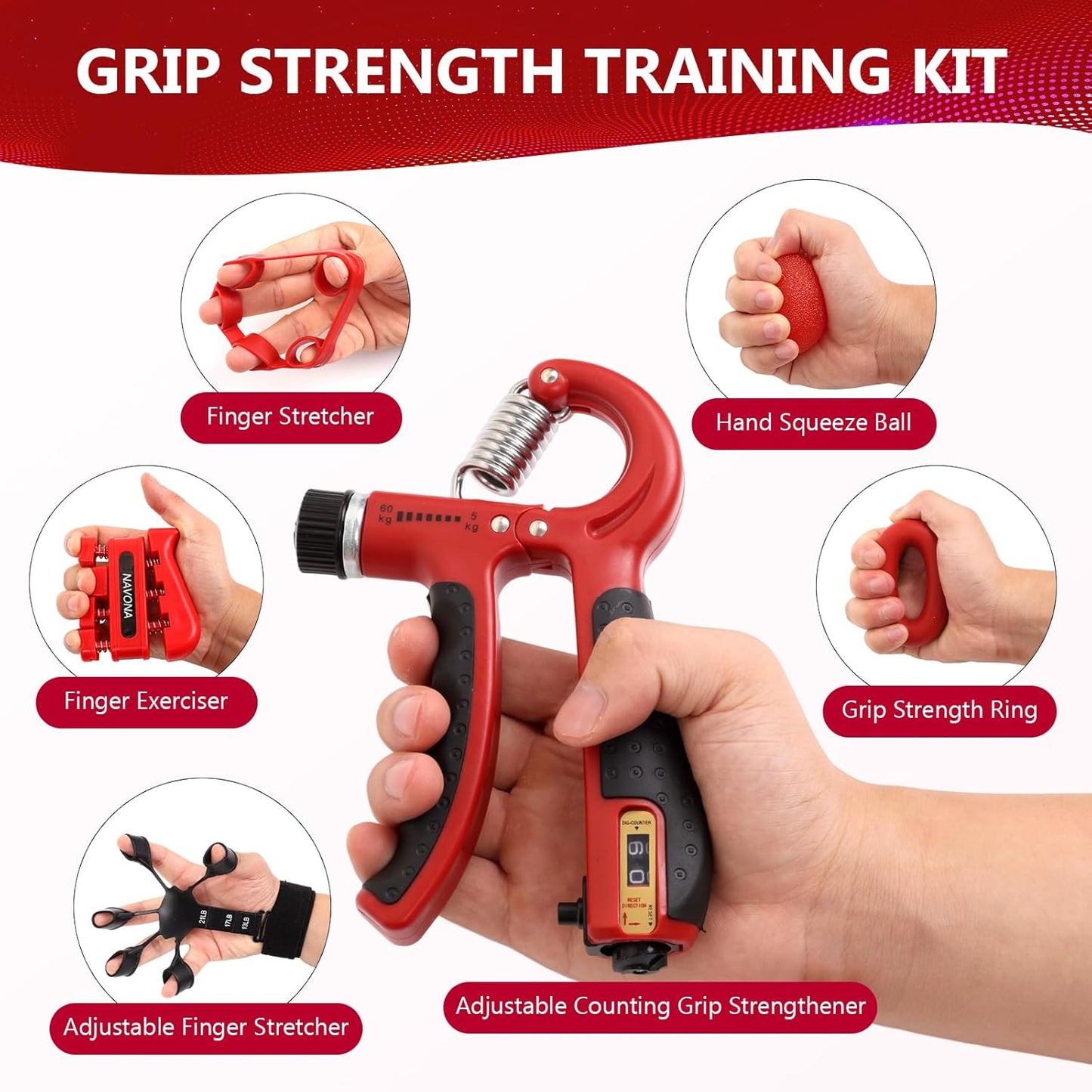 13 PCS Grip Strength Trainer Kit - Hand, Forearm & Finger Exerciser for Muscle Building & Recovery
