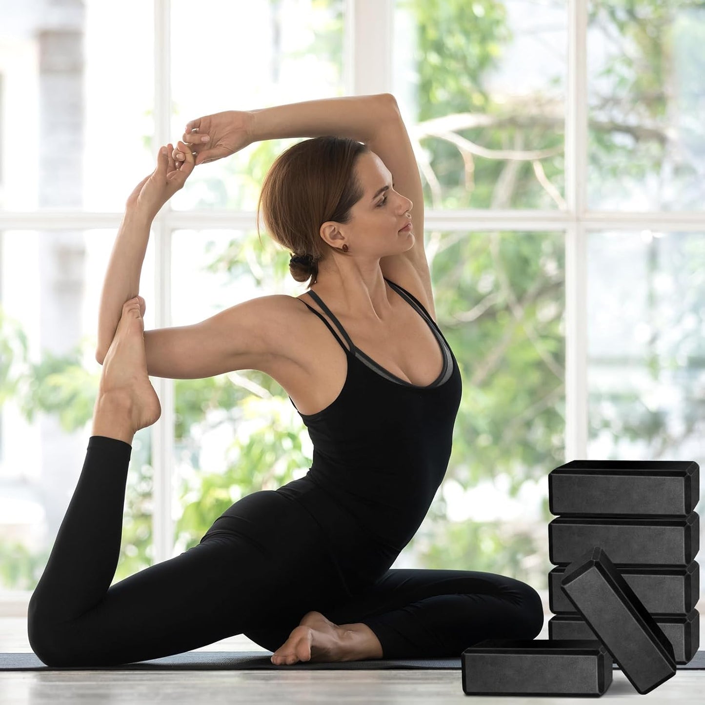 20PCS EVA Foam Yoga Blocks – Lightweight, Non-Slip Support for Pilates, Stretching & Meditation (Black)