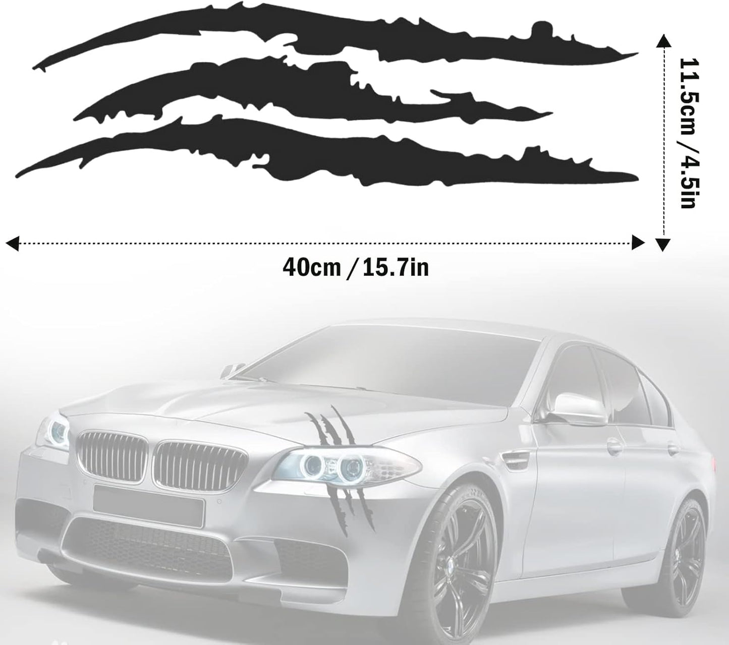 2 PCS Claw Mark Car Decals – Headlight Scratch Stripes Vinyl for Cars, Trucks, SUVs & Motorcycles (Black)