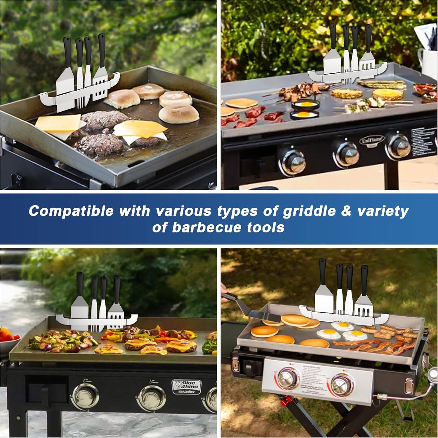 2 Pack Griddle Spatula Holder – 10" Stainless Steel Rack for Flat Top Griddles