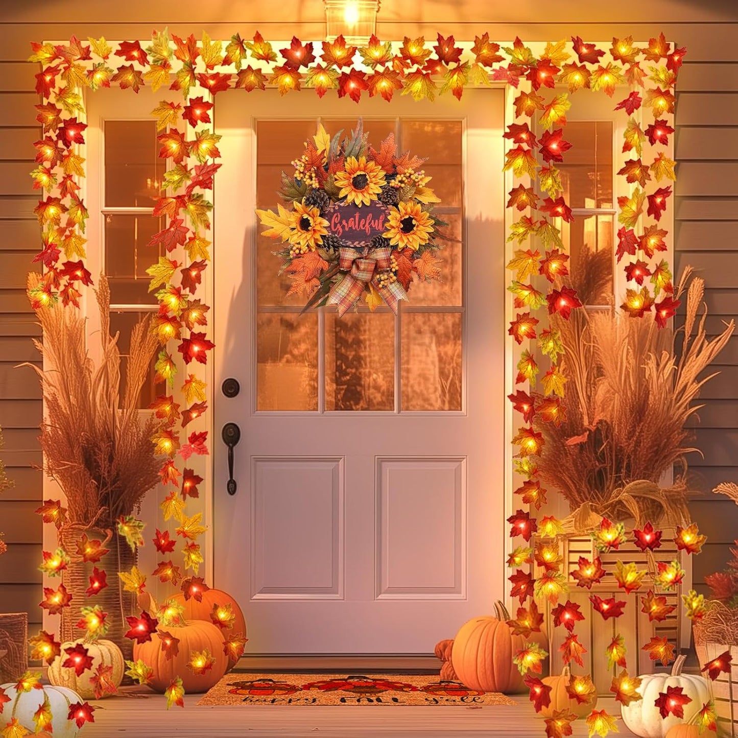 2-Pack Maple Leaf String Lights – 20ft 40LED Battery-Operated Fall Garland for Thanksgiving Decor