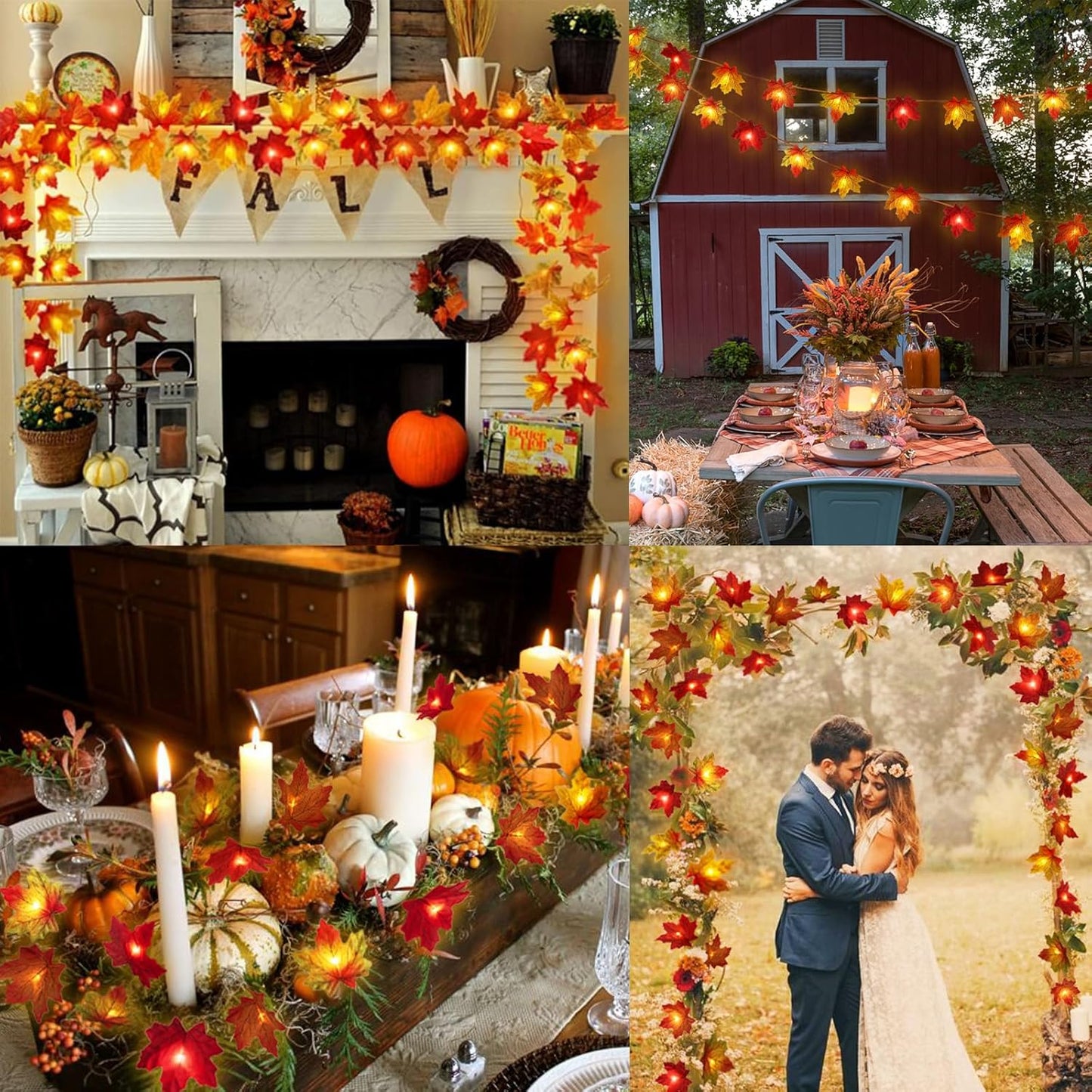 2-Pack Maple Leaf String Lights – 20ft 40LED Battery-Operated Fall Garland for Thanksgiving Decor