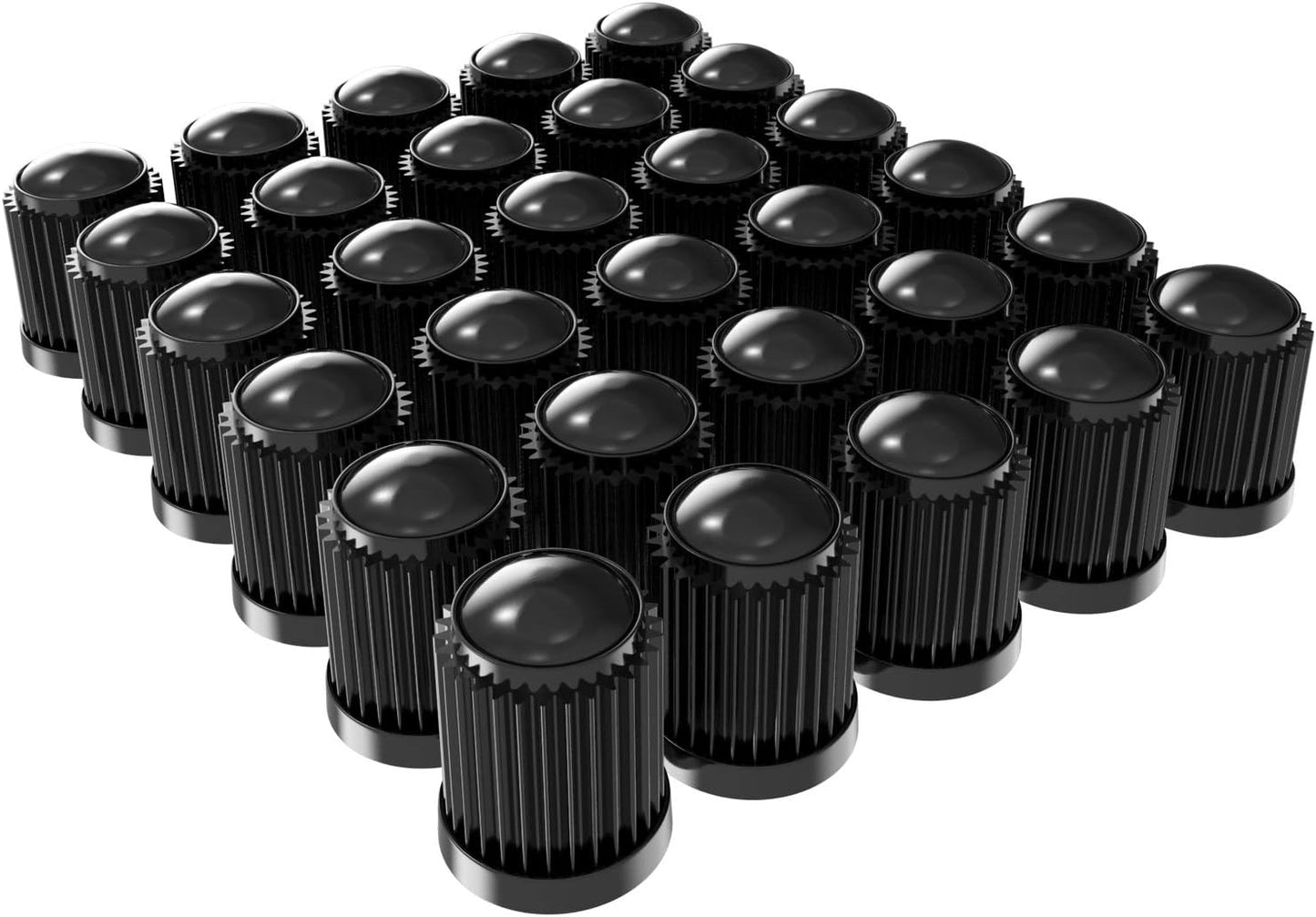 30-Pack Heavy Duty Tire Stem Valve Caps – Universal O-Ring Covers for Cars, SUVs, Bikes, Trucks & Motorcycles (Black)