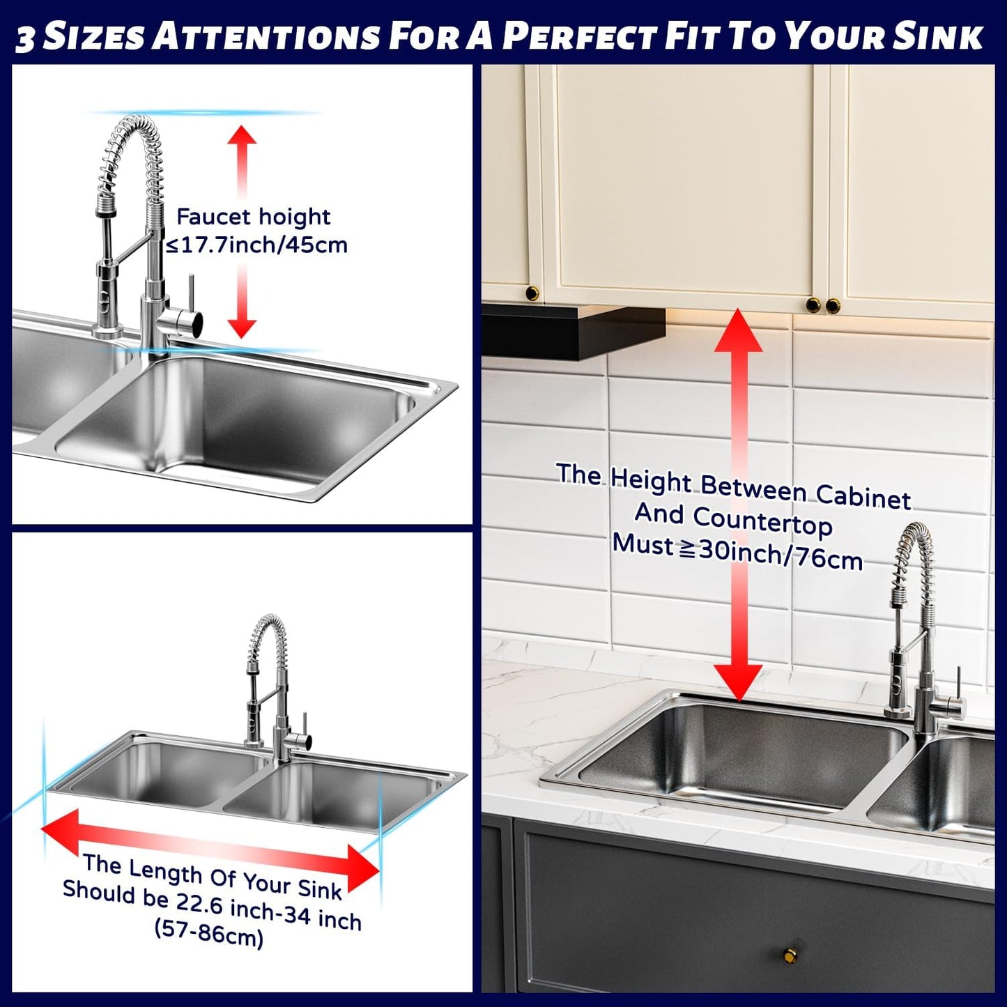 Over Sink Dish Drying Rack – 2-Tier Expandable Snap-On Design, Adjustable Length & Height