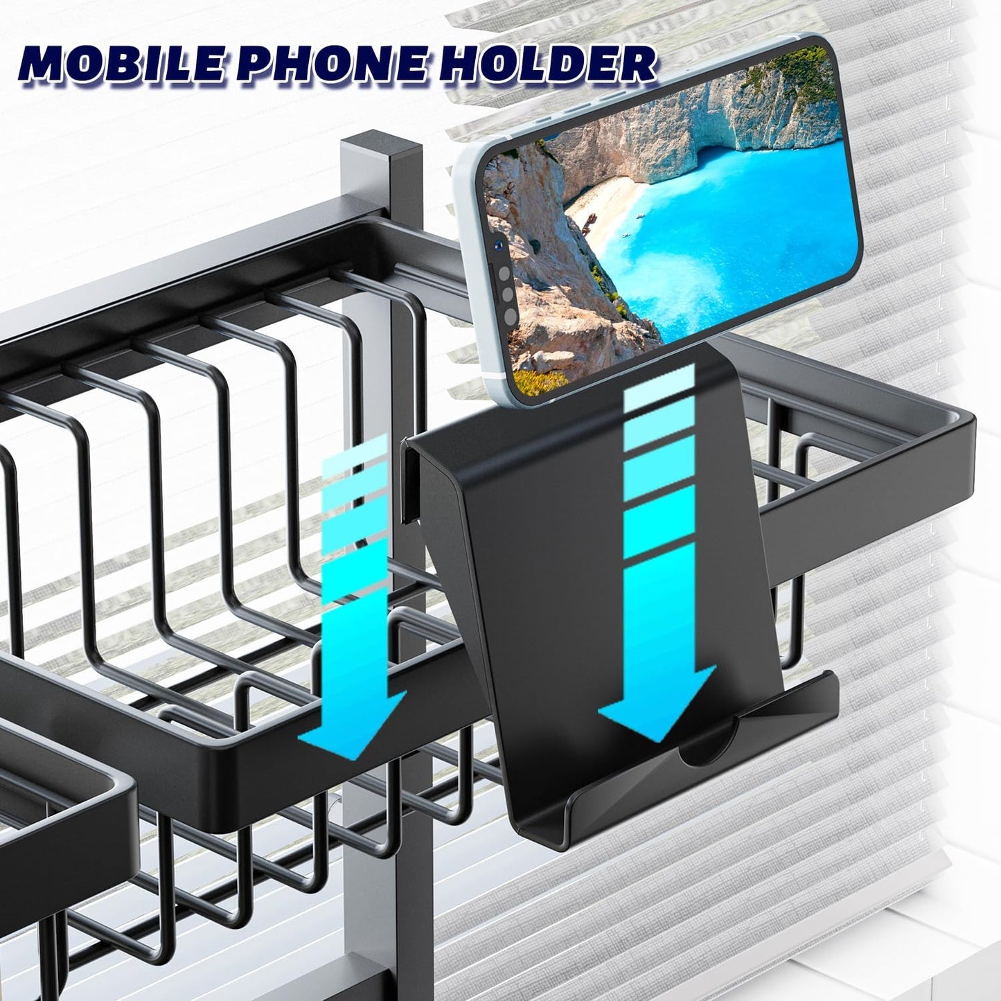 Over Sink Dish Drying Rack – 2-Tier Expandable Snap-On Design, Adjustable Length & Height