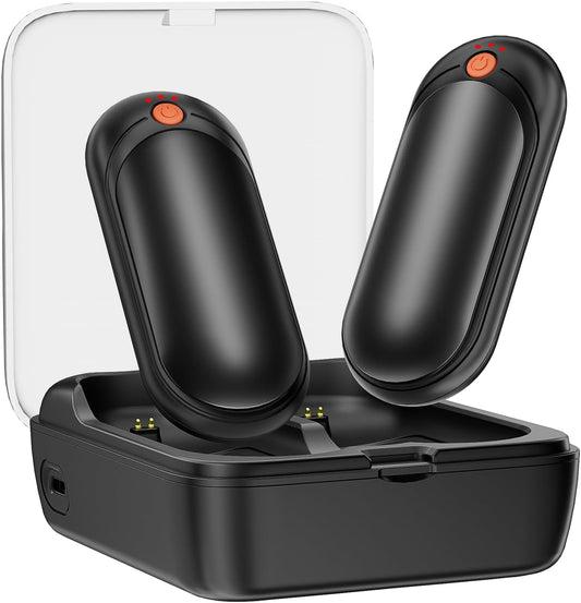AI Rechargeable Hand Warmers 2-Pack - 14000mAh Electric Hand Warmers with Charging Case, Safe Heat, Perfect for Outdoor, Golf & Camping Gifts