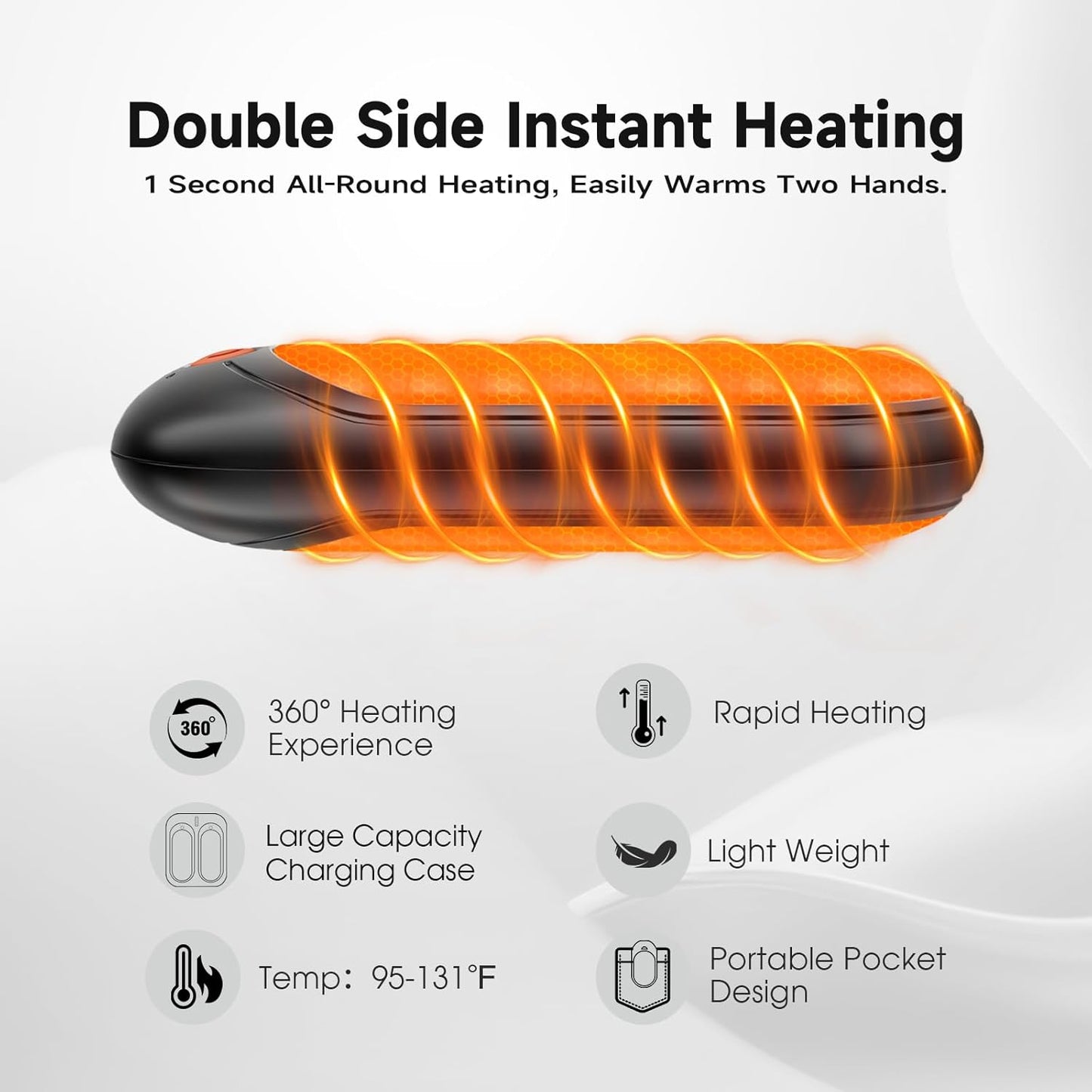 AI Rechargeable Hand Warmers 2-Pack - 14000mAh Electric Hand Warmers with Charging Case, Safe Heat, Perfect for Outdoor, Golf & Camping Gifts