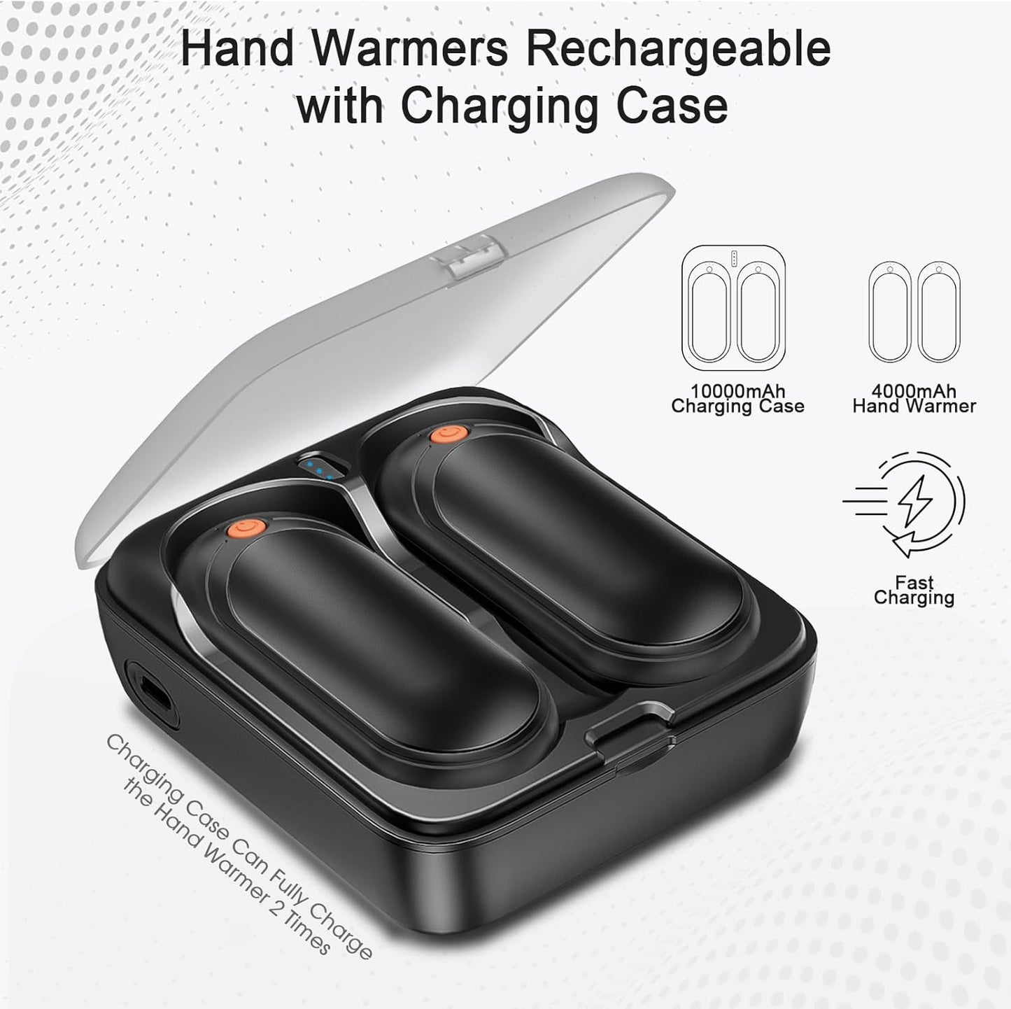 AI Rechargeable Hand Warmers 2-Pack - 14000mAh Electric Hand Warmers with Charging Case, Safe Heat, Perfect for Outdoor, Golf & Camping Gifts