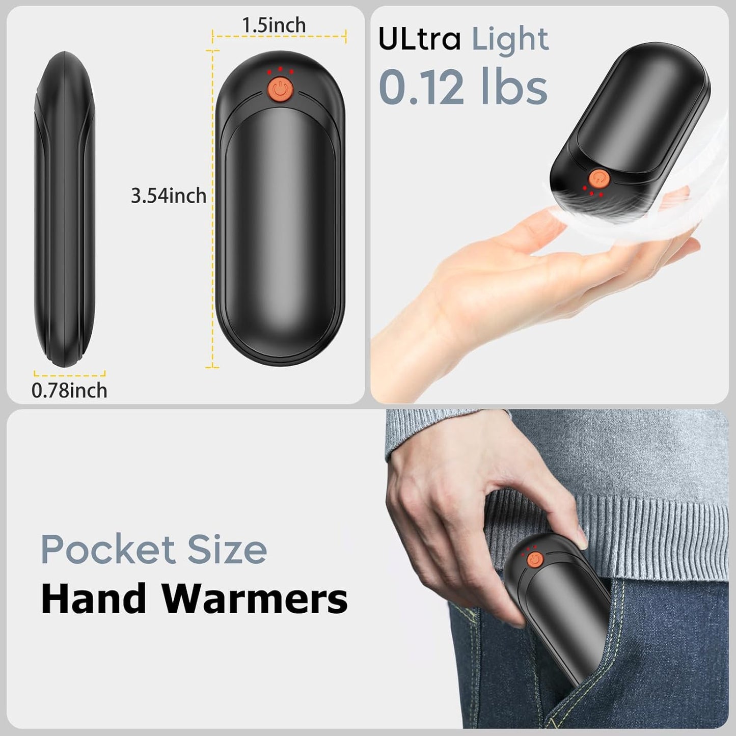 AI Rechargeable Hand Warmers 2-Pack - 14000mAh Electric Hand Warmers with Charging Case, Safe Heat, Perfect for Outdoor, Golf & Camping Gifts