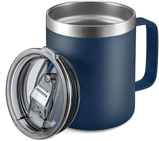 12oz Stainless Steel Insulated Coffee Mug with Handle & Sliding Lid - Navy