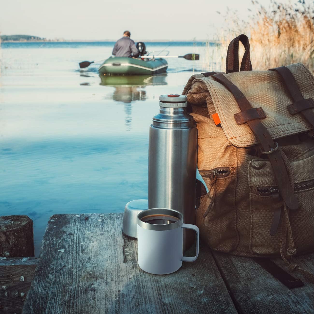 12oz Stainless Steel Insulated Coffee Mug with Handle & Sliding Lid - Navy