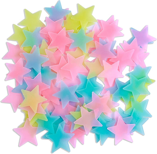 100 Pcs Glow in The Dark Stars – Luminous Wall Stickers for Kids' Bedroom Ceiling Decor