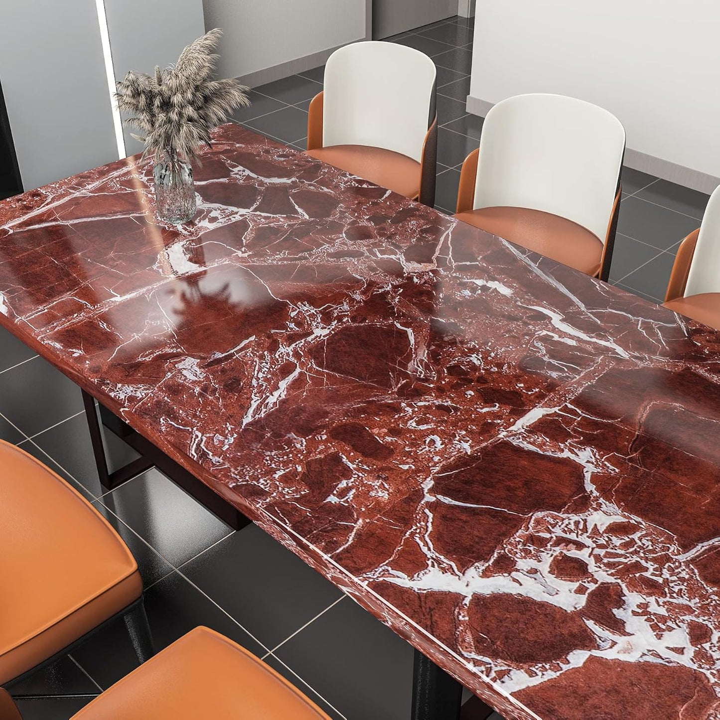 Red Brown Marble Contact Paper – Peel & Stick, Waterproof, 88"x15.8"