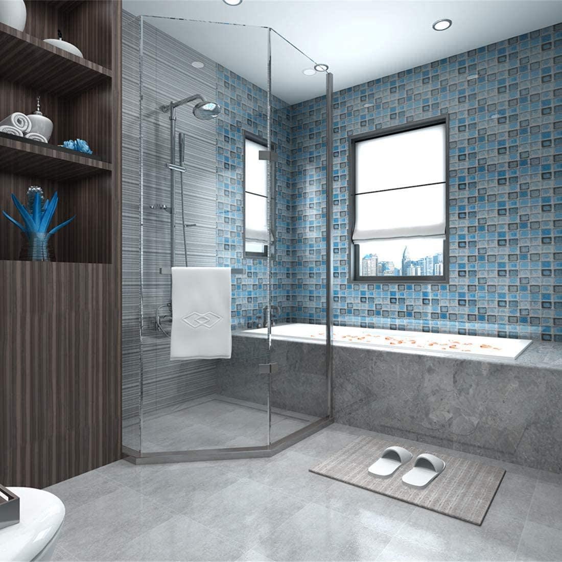 Blue Mosaic Self-Adhesive Wallpaper – Peel & Stick, 15.7'' x 78.7