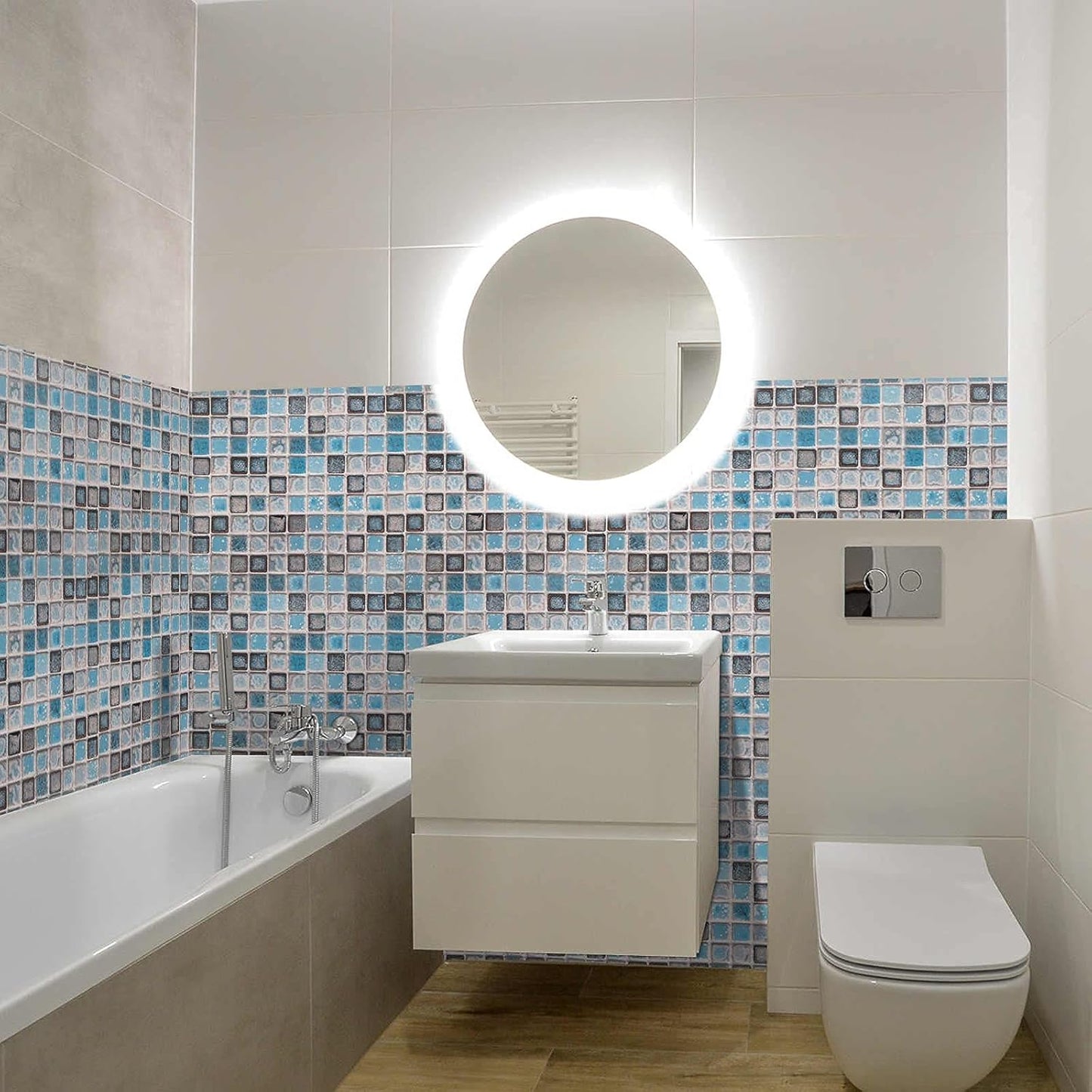 Blue Mosaic Self-Adhesive Wallpaper – Peel & Stick, 15.7'' x 78.7