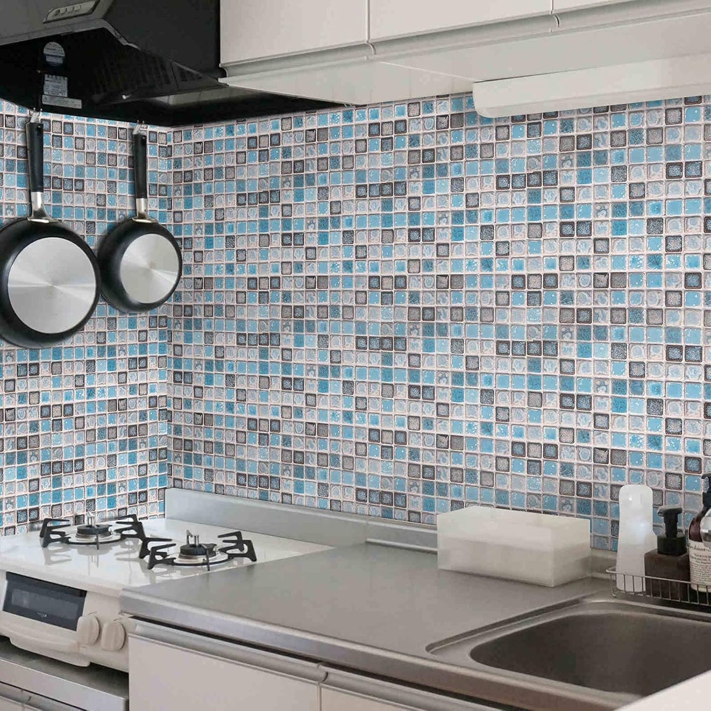 Blue Mosaic Self-Adhesive Wallpaper – Peel & Stick, 15.7'' x 78.7