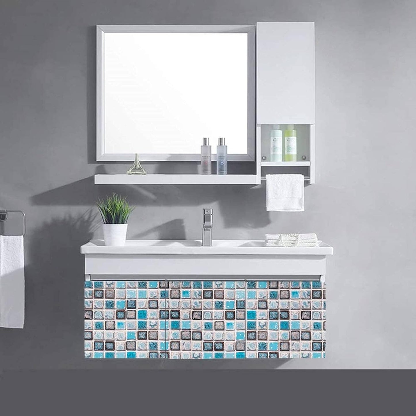 Blue Mosaic Self-Adhesive Wallpaper – Peel & Stick, 15.7'' x 78.7