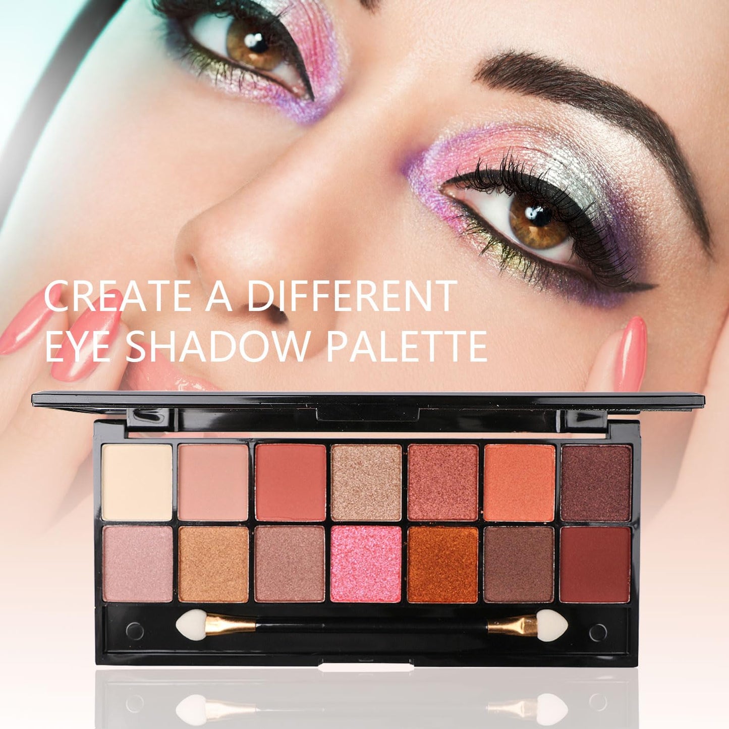 All-in-One Makeup Kit – 2x14 Colors Eyeshadow, Foundation, Lip Gloss, Brushes & More (Black)