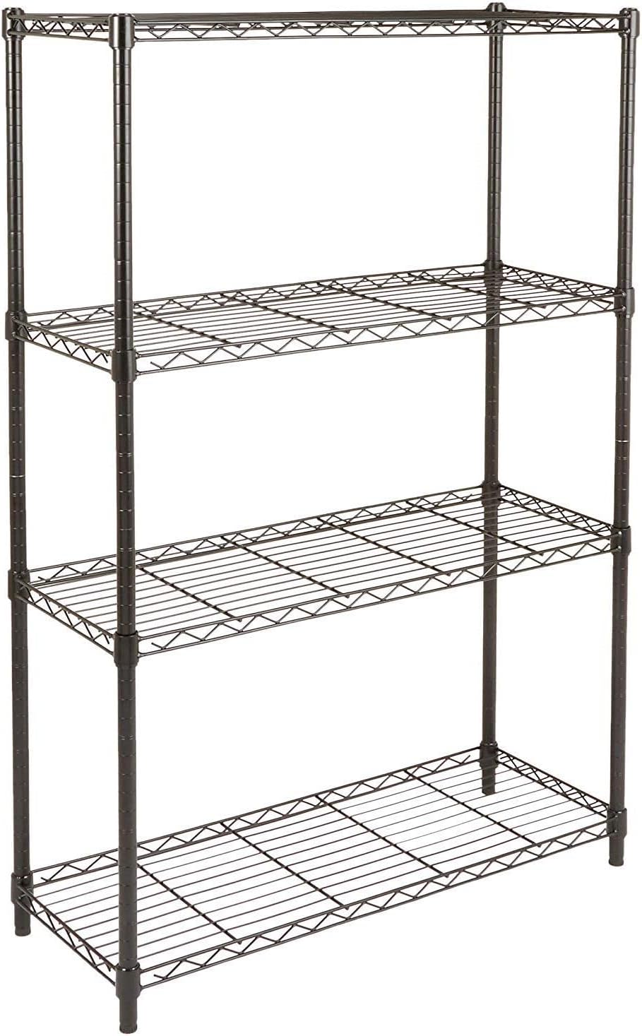 4-Shelf Adjustable Heavy-Duty Steel Wire Rack - Storage Organizer for Kitchen & Garage (36”L x 14”W x 54”H, Black)