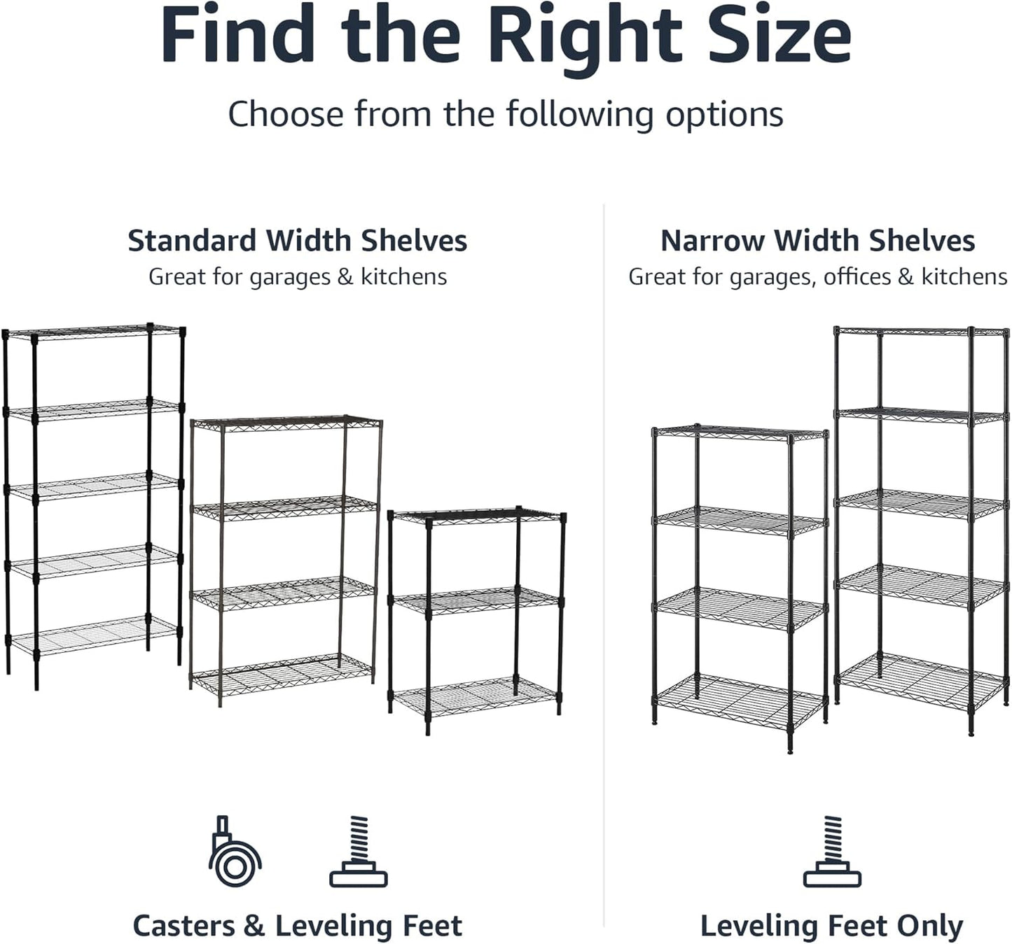 4-Shelf Adjustable Heavy-Duty Steel Wire Rack - Storage Organizer for Kitchen & Garage (36”L x 14”W x 54”H, Black)
