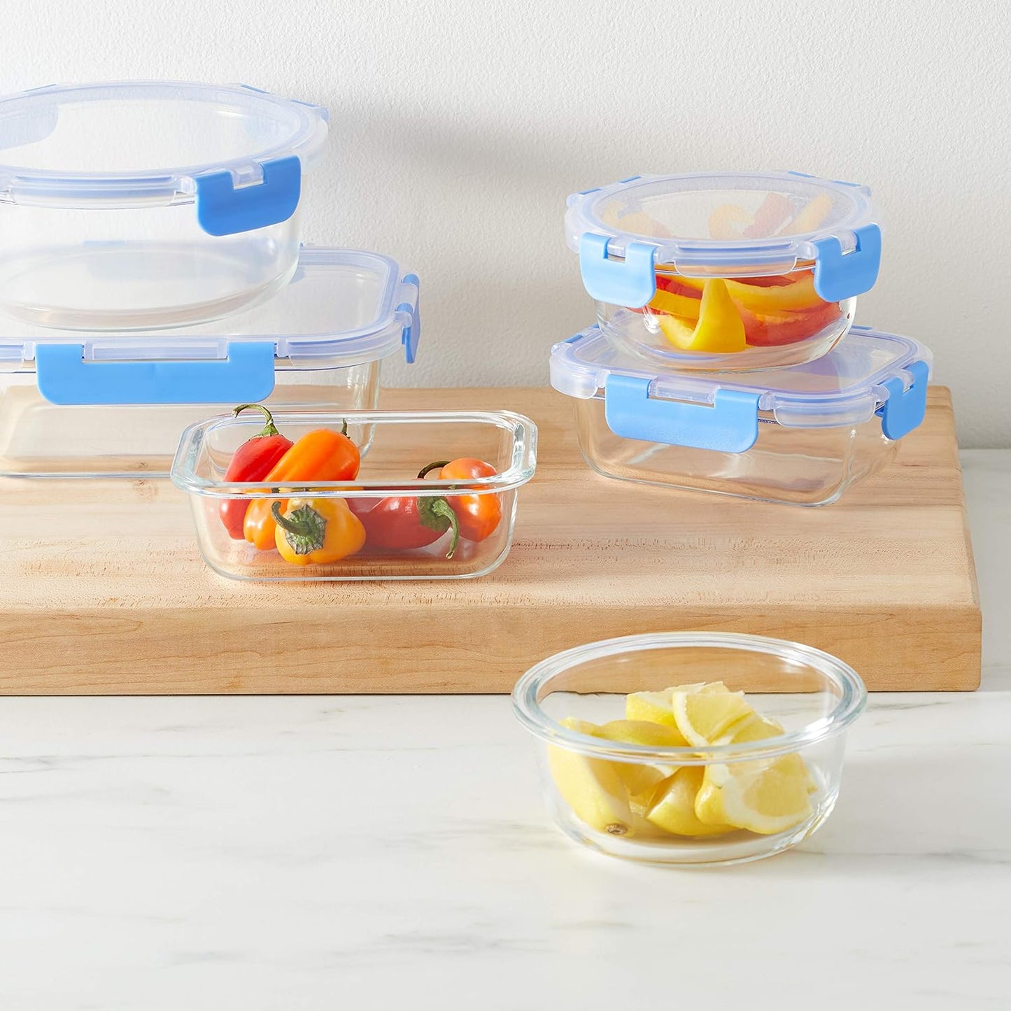 Glass Food Storage Containers with BPA-Free Locking Lids - 14-Piece Set, Microwave, Freezer & Dishwasher Safe