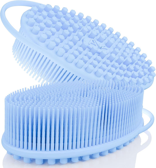 Dual-Sided Silicone Exfoliating Body Scrubber, Gentle Loofah Alternative for Shower, Easy-to-Clean