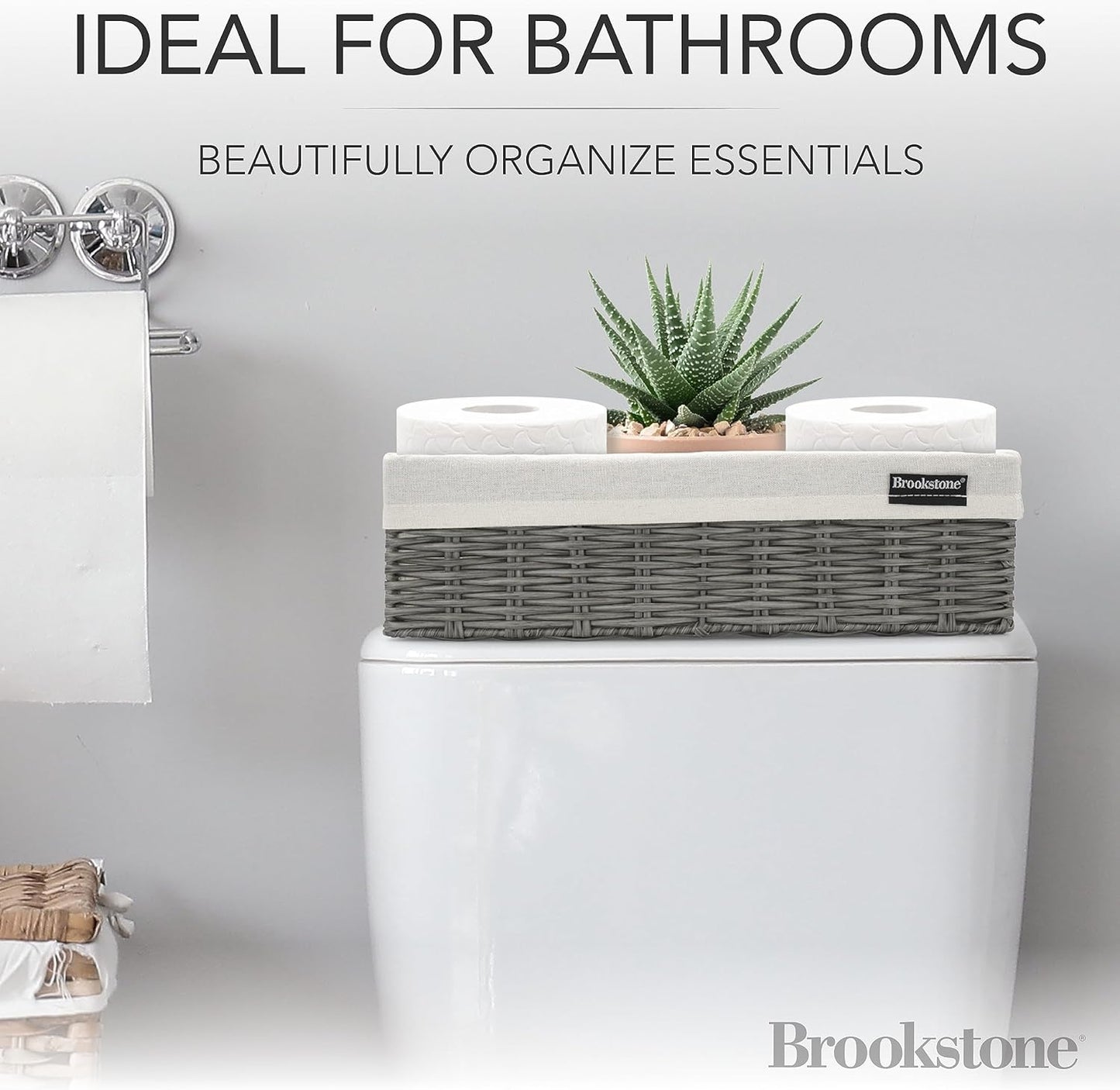 2 PACK Wicker Storage Baskets – Boho Decorative Bins for Shelves, Toilet Paper Storage & Home Organization