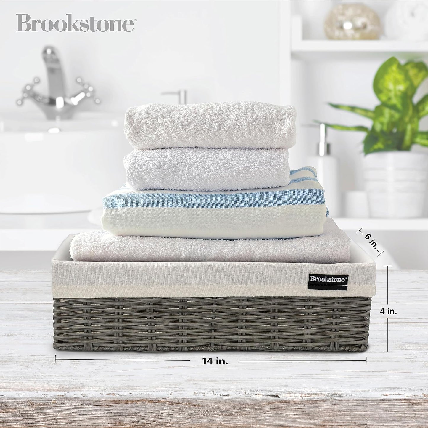 2 PACK Wicker Storage Baskets – Boho Decorative Bins for Shelves, Toilet Paper Storage & Home Organization