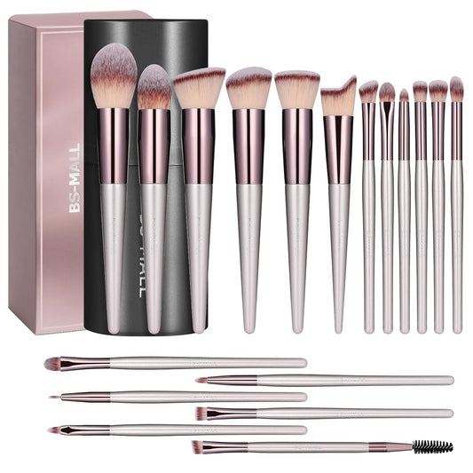 18-Piece Makeup Brush Set, Premium Synthetic Brushes for Foundation, Powder, Concealer & Eyeshadow with Black Case