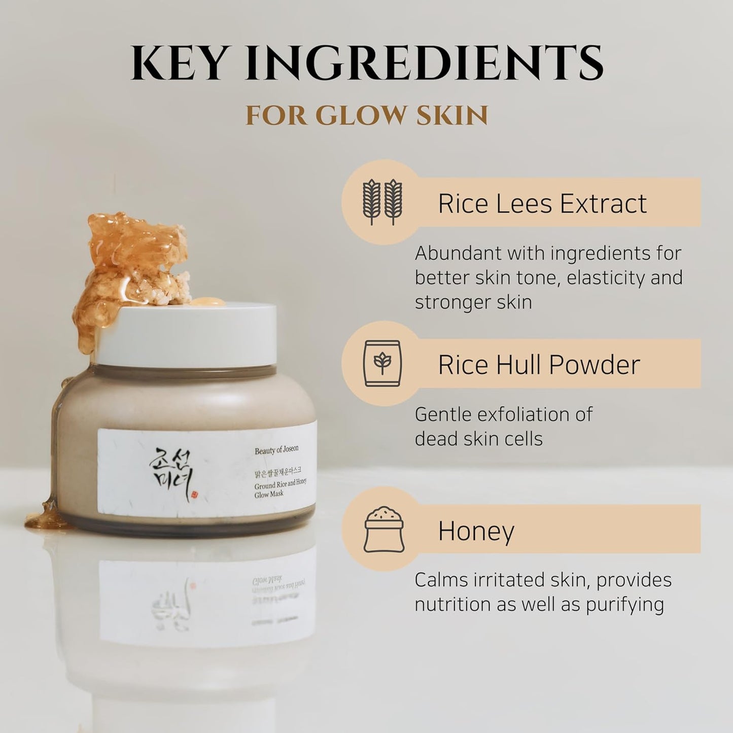 Ground Rice & Honey Glow Mask - Pore Care for Dry, Sensitive Skin, 150ml