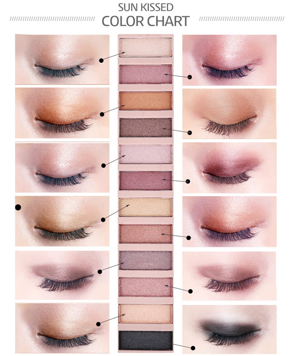2-Pack 12-Color Nude Eyeshadow Palette Set - Matte, Shimmer & Glitter Pigments, Waterproof Smokey Makeup Kit