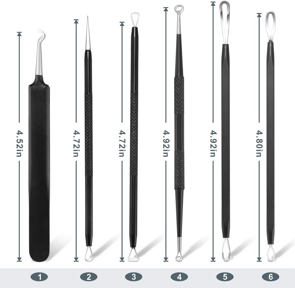 6x Professional Stainless Steel Comedone Extractor Tools for Blackhead and Pimple Removal