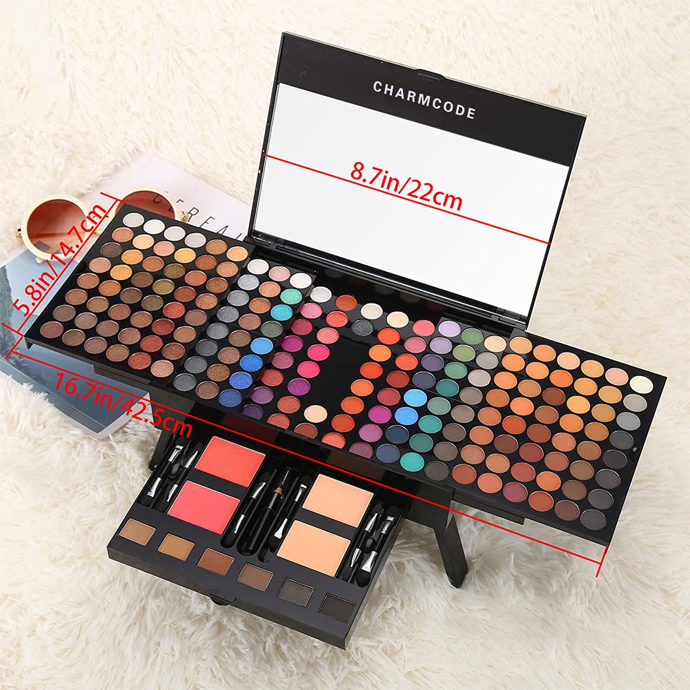 190-Color All-in-One Makeup Palette – Eyeshadow, Blush, Concealer, Eyebrow Powder & Eyeliner (Multicolor)