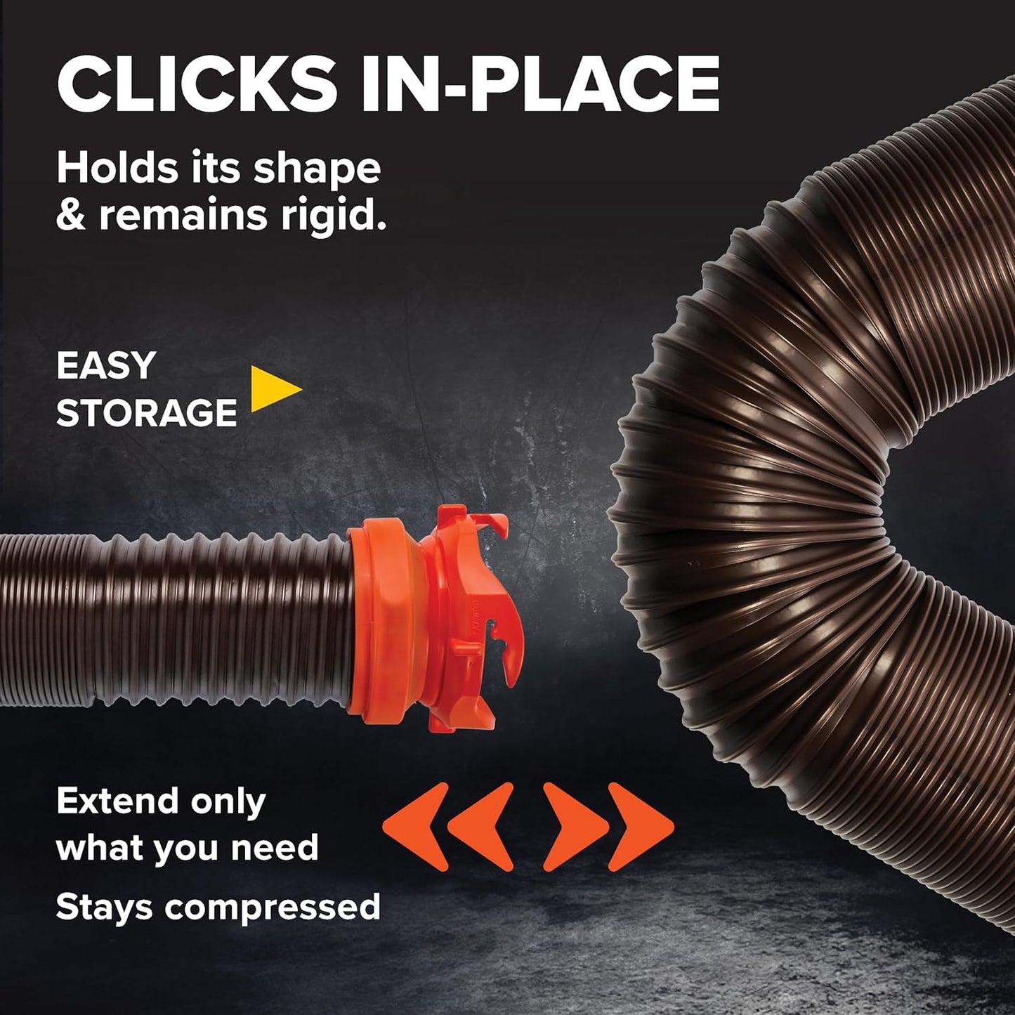 RhinoFLEX 10' RV Sewer Hose Extension - Collapsible, Heavy-Duty with Lug & Bayonet Fittings