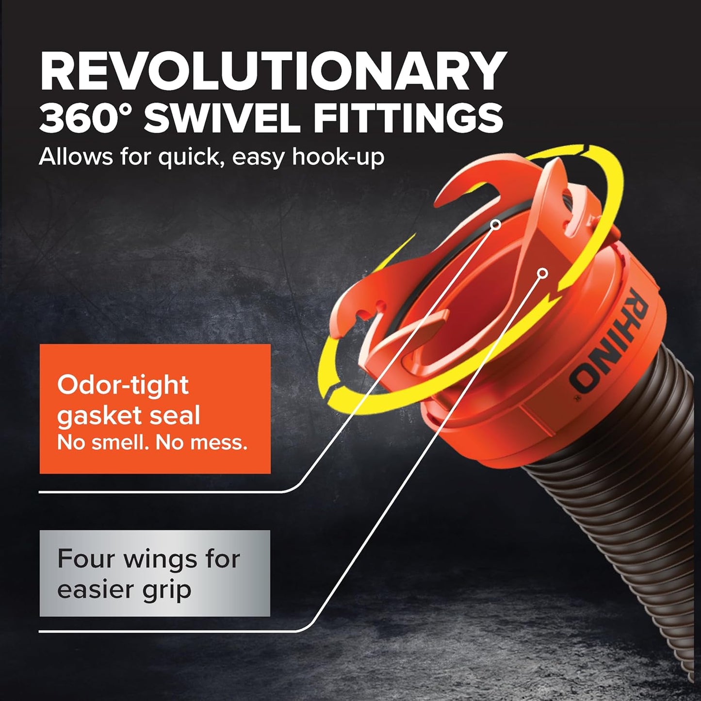 RhinoFLEX 10' RV Sewer Hose Extension - Collapsible, Heavy-Duty with Lug & Bayonet Fittings