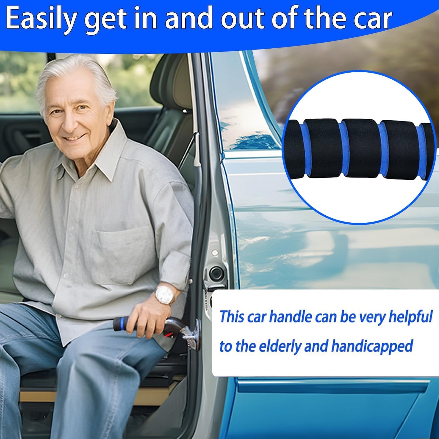 Elderly Car Door Handle Assist - Support Handle for Seniors, Handicapped, Car Door Latch Aid