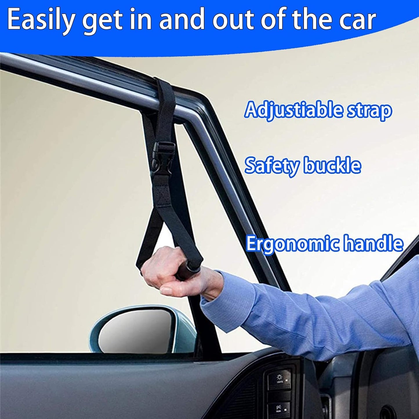 Elderly Car Door Handle Assist - Support Handle for Seniors, Handicapped, Car Door Latch Aid