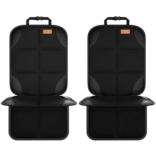 2-Pack Car Seat Protector – Thick Padding, Non-Slip Backing & Mesh Pockets for Baby & Pet (Black)