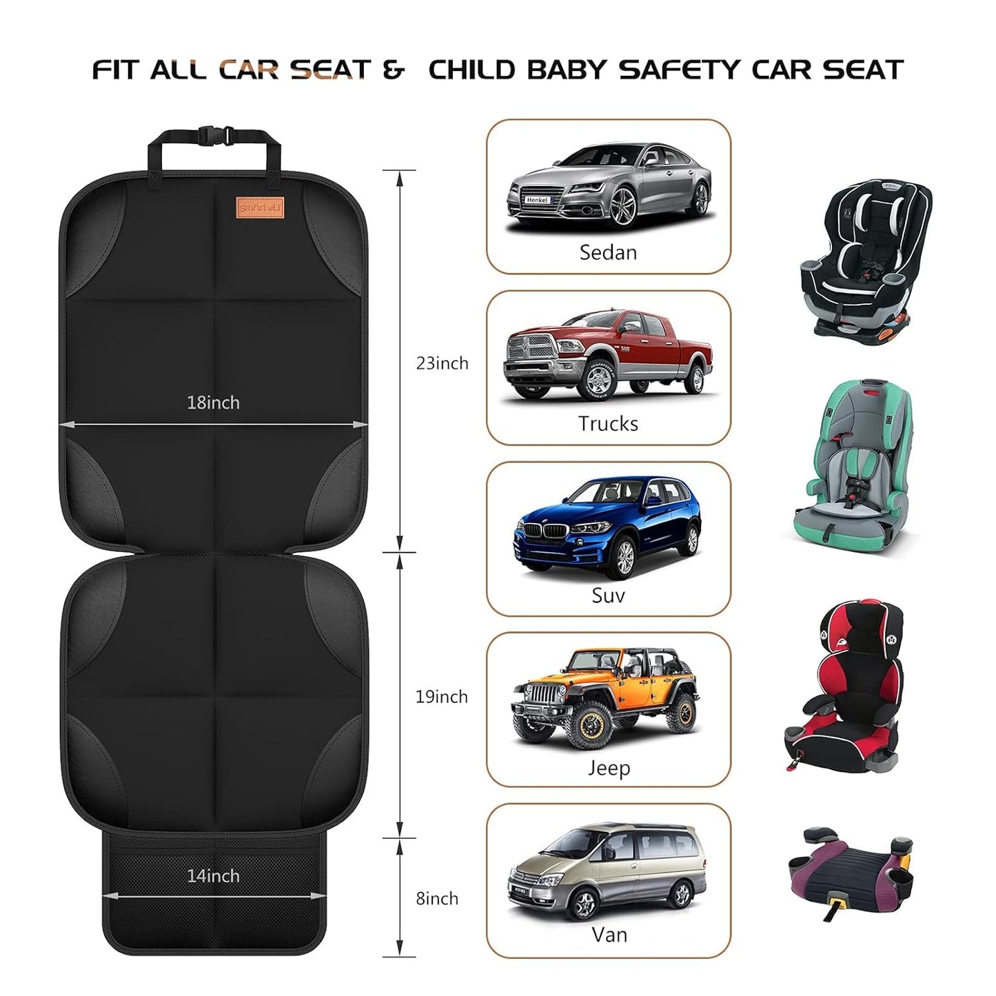 2-Pack Car Seat Protector – Thick Padding, Non-Slip Backing & Mesh Pockets for Baby & Pet (Black)