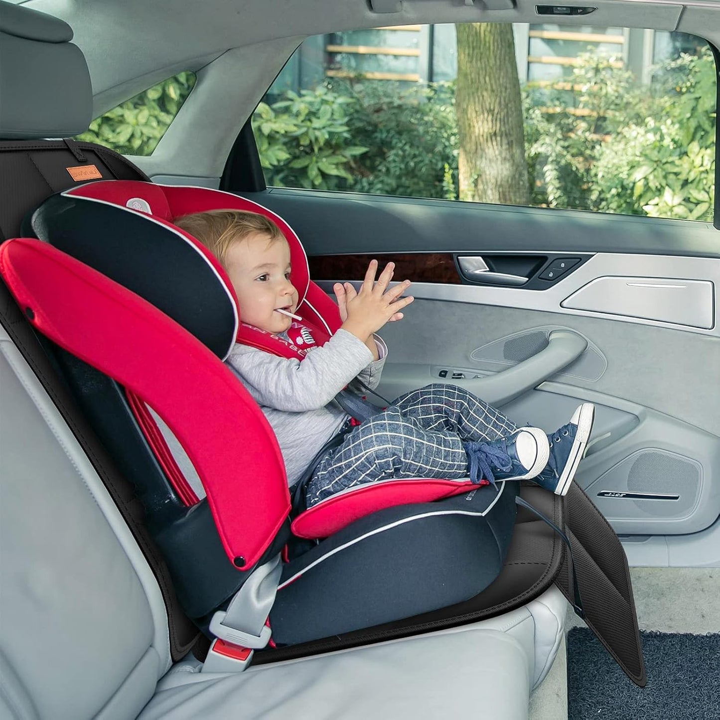 2-Pack Car Seat Protector – Thick Padding, Non-Slip Backing & Mesh Pockets for Baby & Pet (Black)
