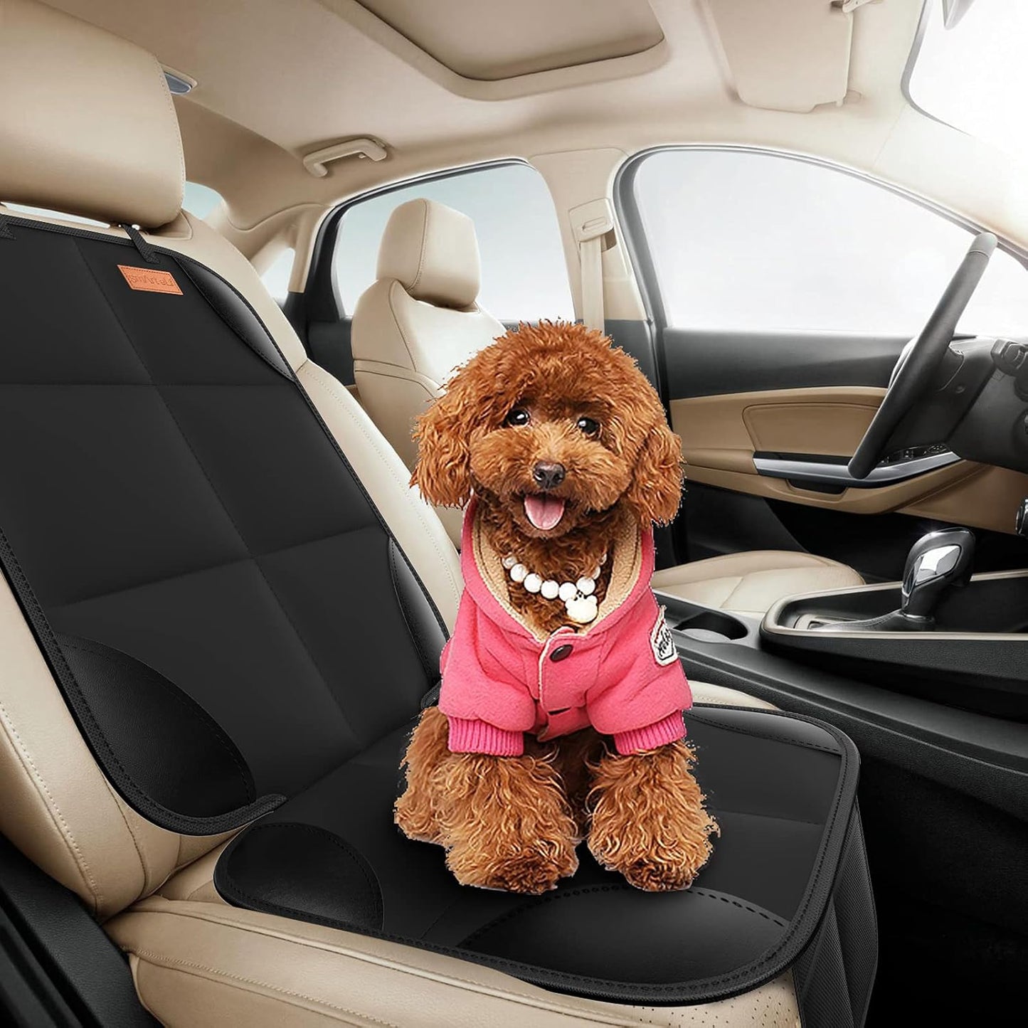 2-Pack Car Seat Protector – Thick Padding, Non-Slip Backing & Mesh Pockets for Baby & Pet (Black)