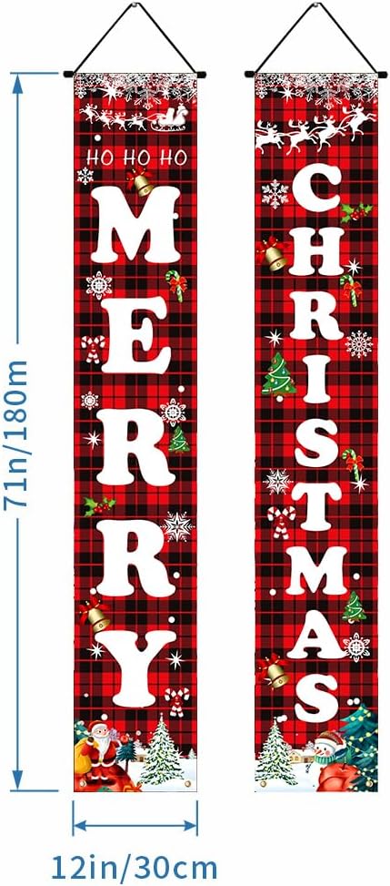 Christmas Decorations Set - Red Black Buffalo Plaid Sign for Merry Christmas, Indoor & Outdoor Holiday Decor for Home, Yard, Front Porch, Wall, and Garage-Smart Price