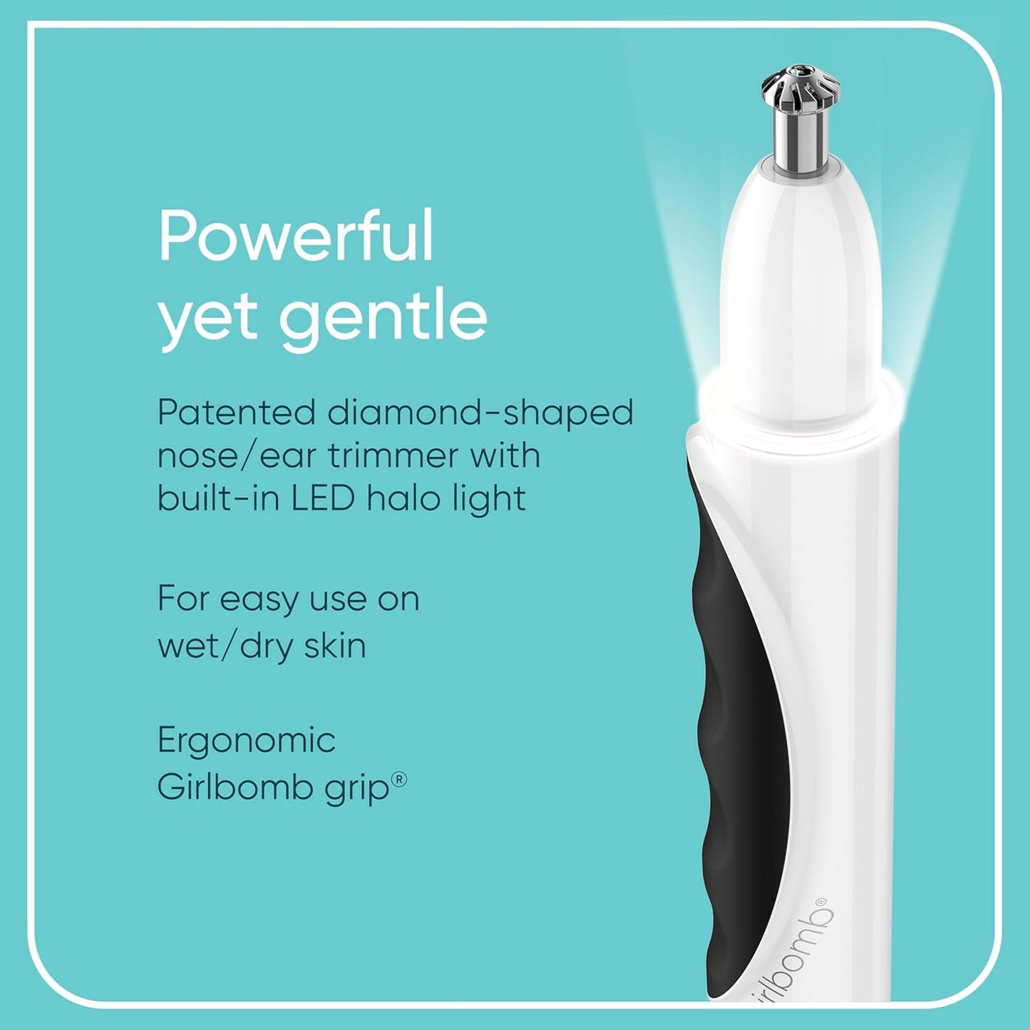 GIRLBOMB Nose Hair Trimmer for Women - Battery Operated Facial Hair Removal Tool