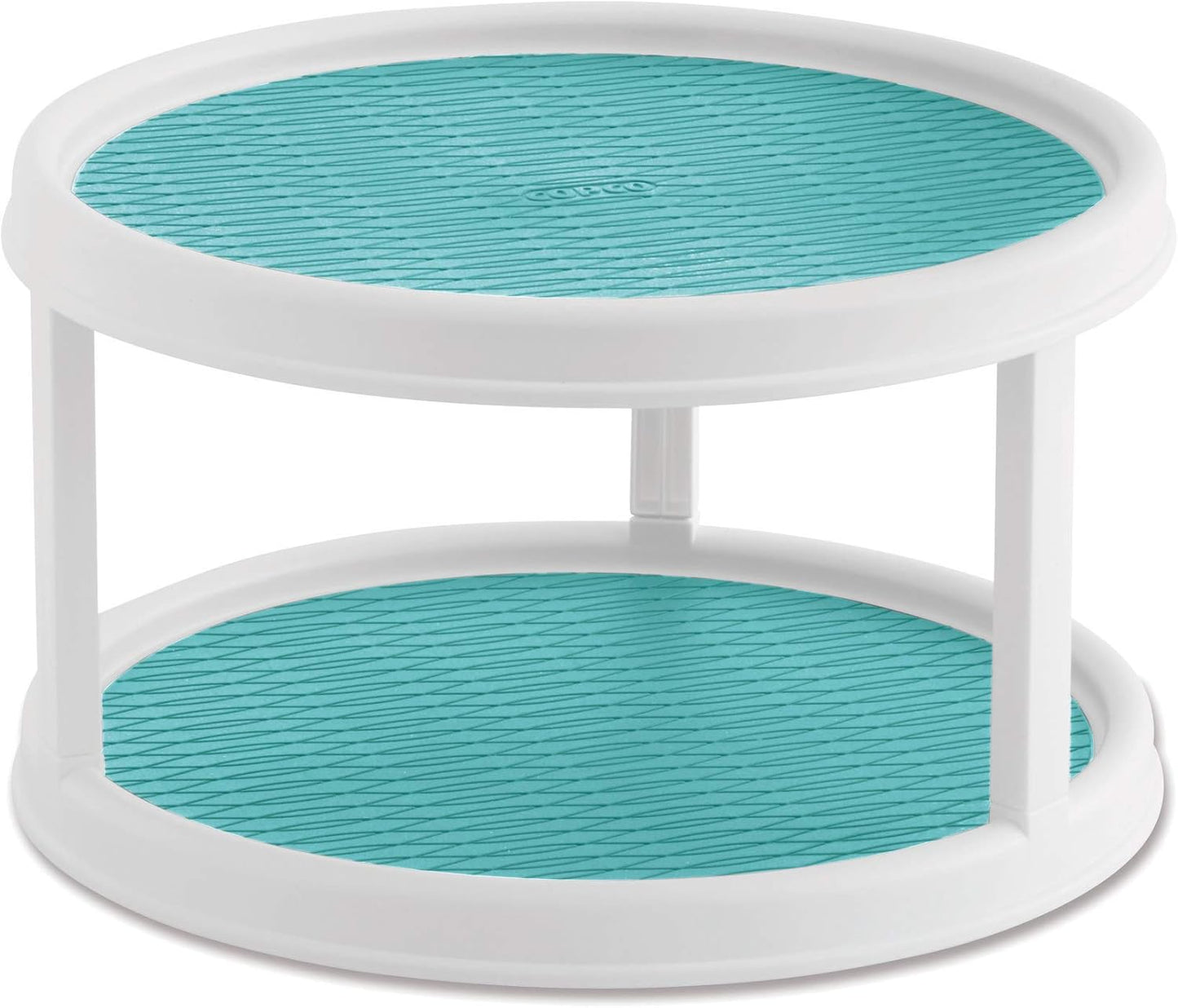 Skid 2-Tier 12" Turntable – Lazy Susan Organizer with Nonskid Liner & Raised Rim