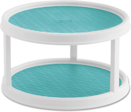 Skid 2-Tier 12" Turntable – Lazy Susan Organizer with Nonskid Liner & Raised Rim